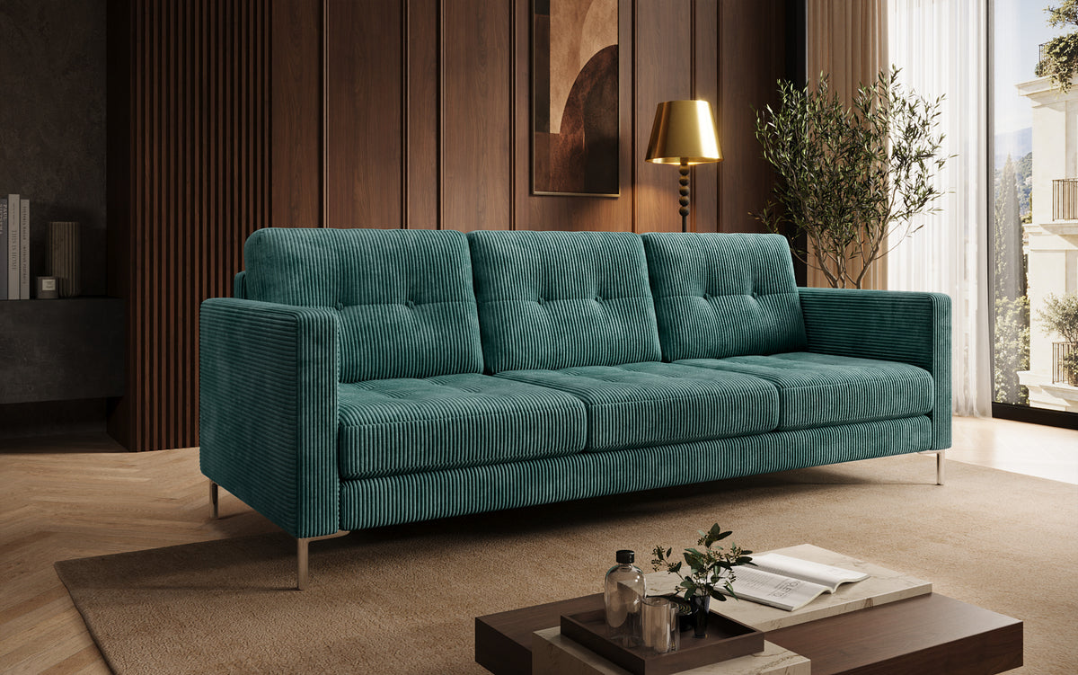 Designer 3 Sitzer Sofa Harvey mit Schlaf- und Klappfunktion in Cord