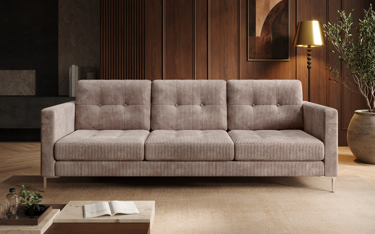 Designer 3 Sitzer Sofa Harvey mit Schlaf- und Klappfunktion in Cord