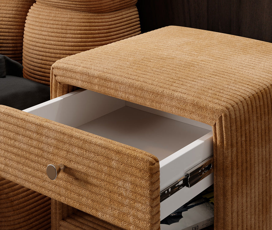 Designer Nachttisch Amy in Cord