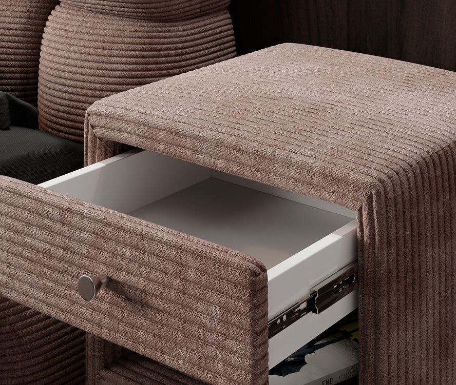 Designer Nachttisch Amy in Cord