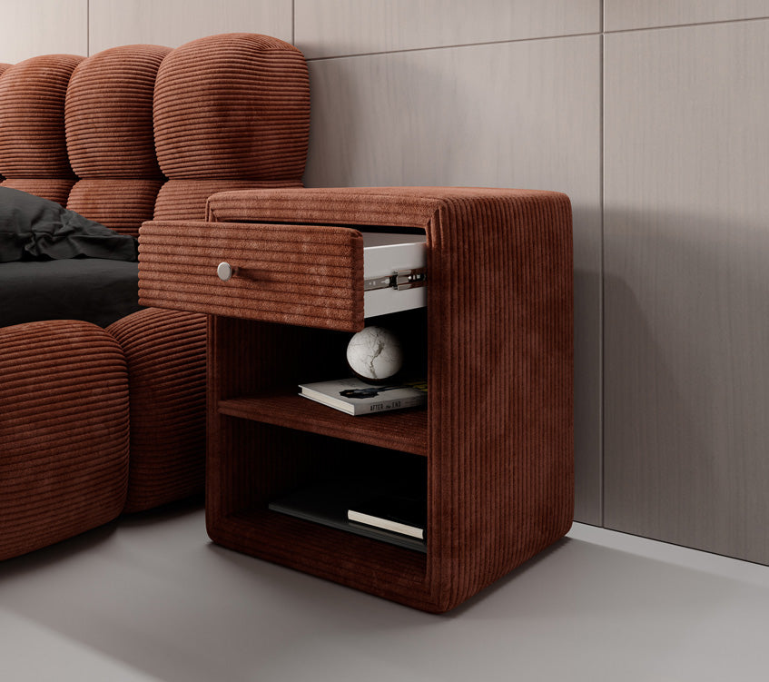 Designer Nachttisch Amy in Cord