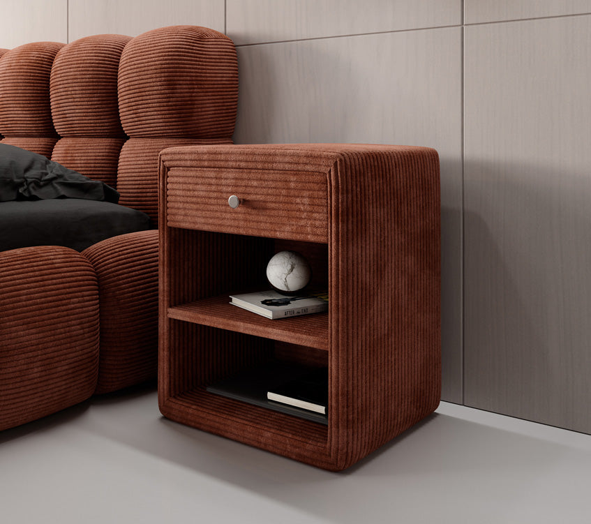 Designer Nachttisch Amy in Cord
