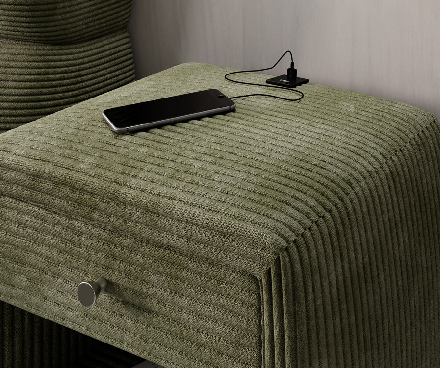 Designer Nachttisch Lilly mit USB Anschluss in Cord