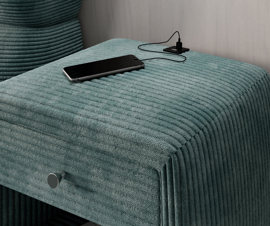 Designer Nachttisch Lilly mit USB Anschluss in Cord