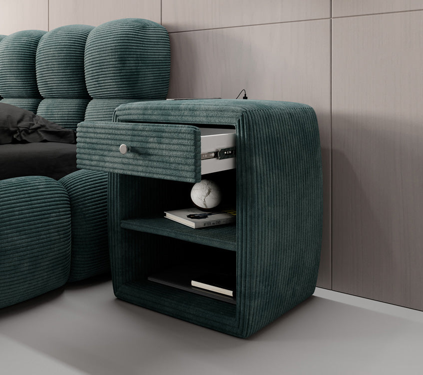 Designer Nachttisch Lilly mit USB Anschluss in Cord