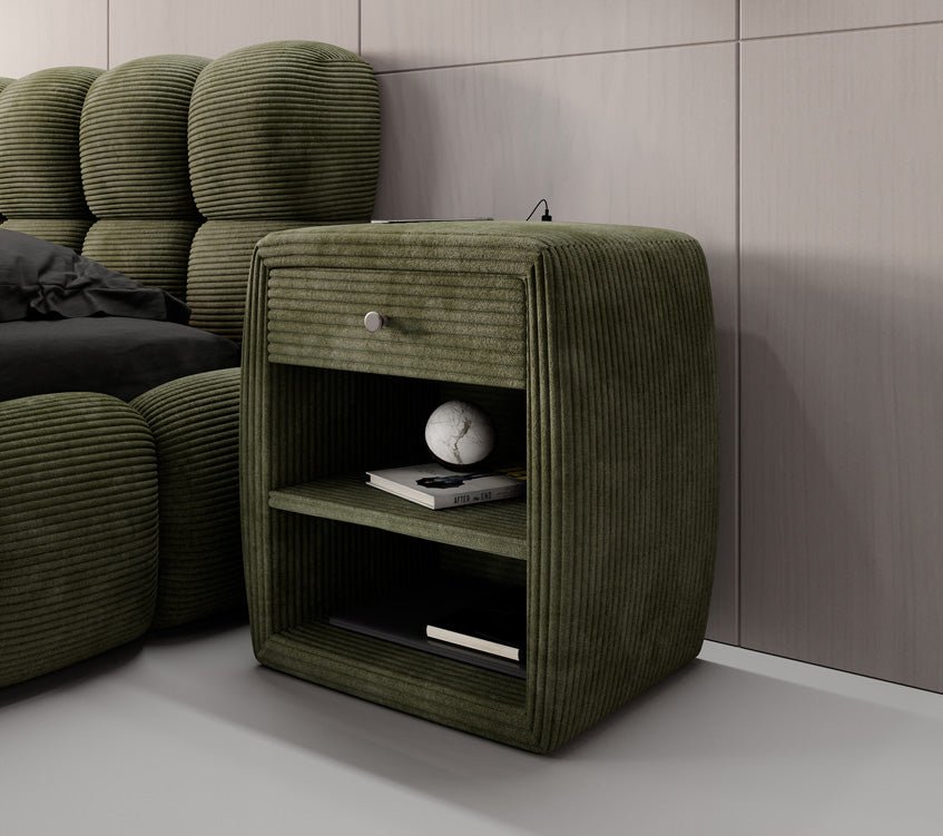Designer Nachttisch Lilly mit USB Anschluss in Cord