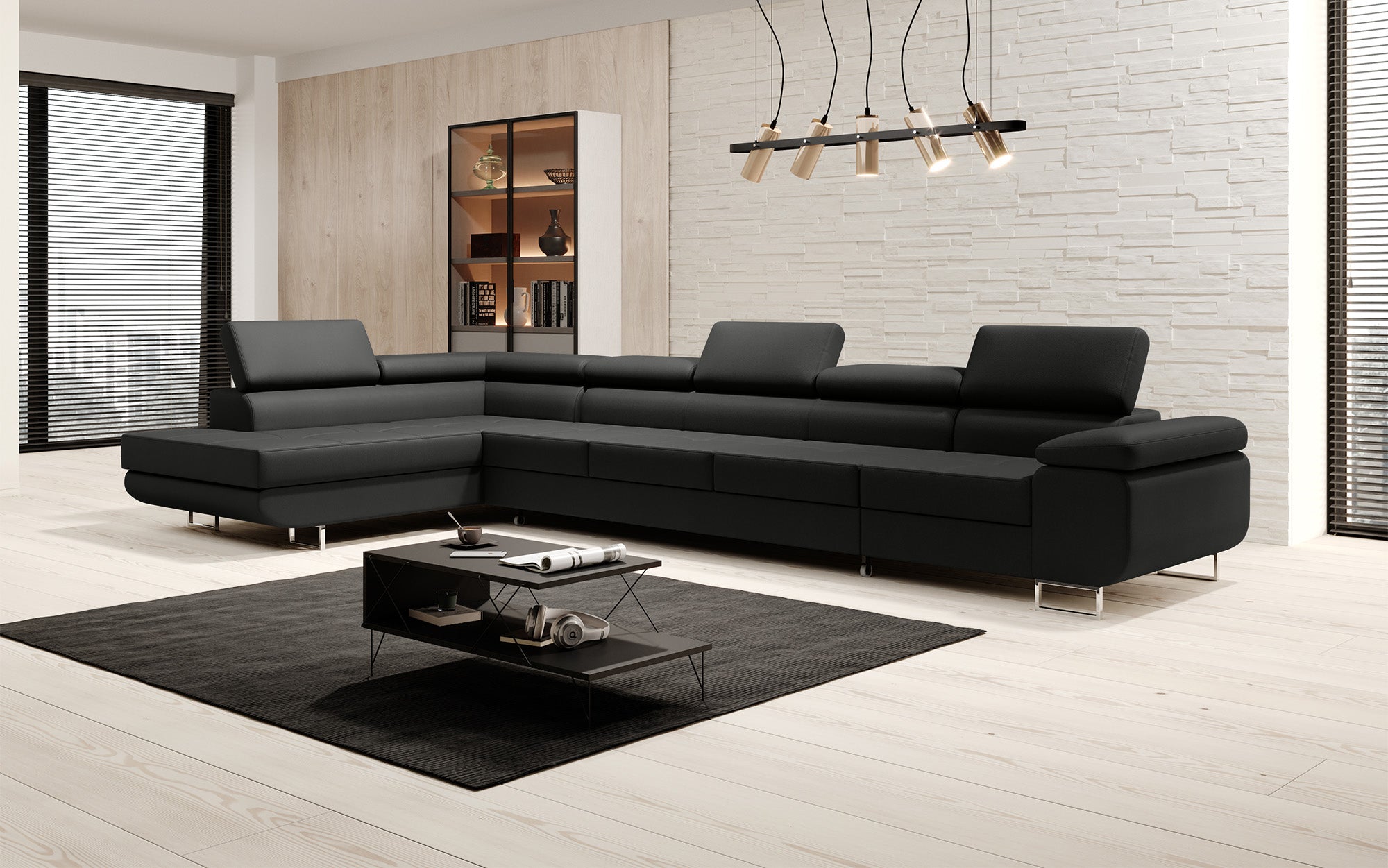 Designer Sofa Maxi mit Schlaf - und Klappfunktion in Kunstleder