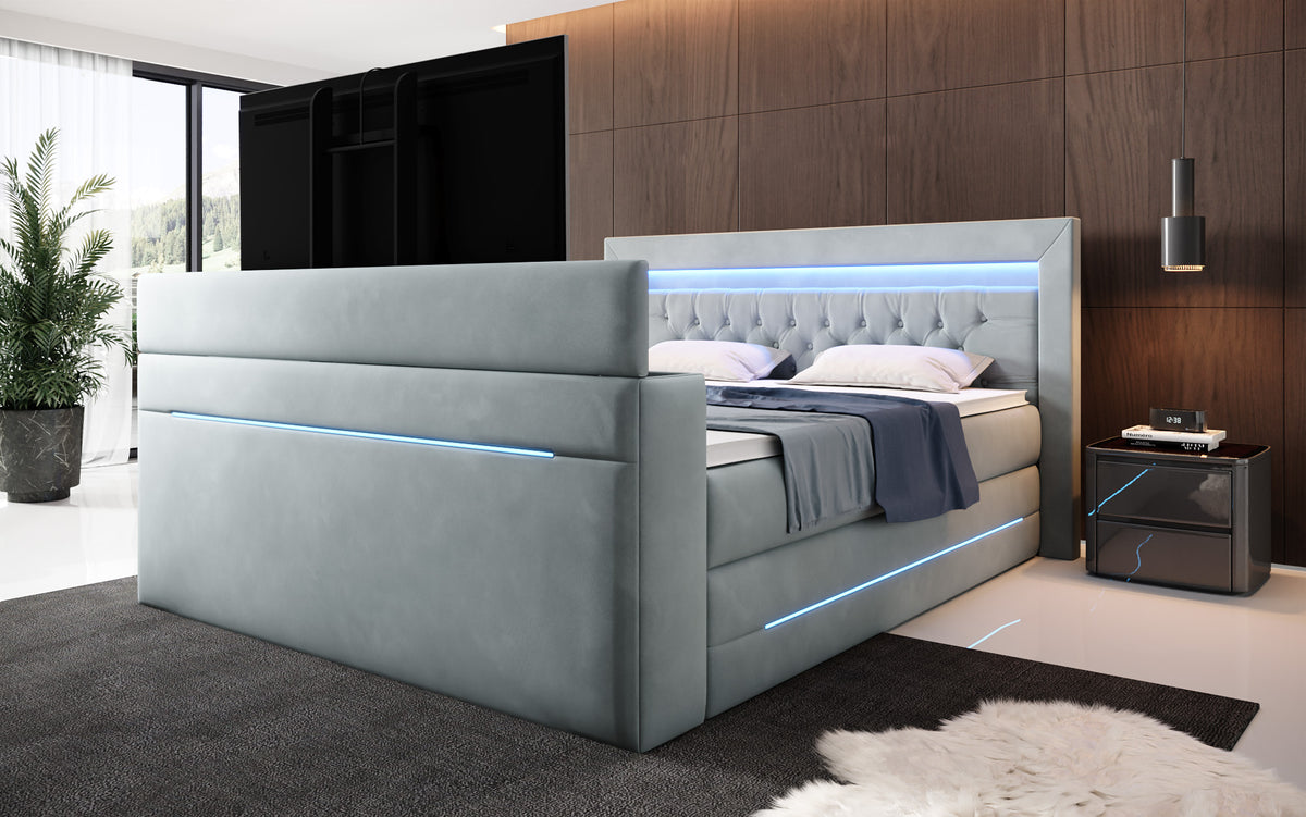 Boxspringbett Pluto mit TV Lift, RGB und Stauraum