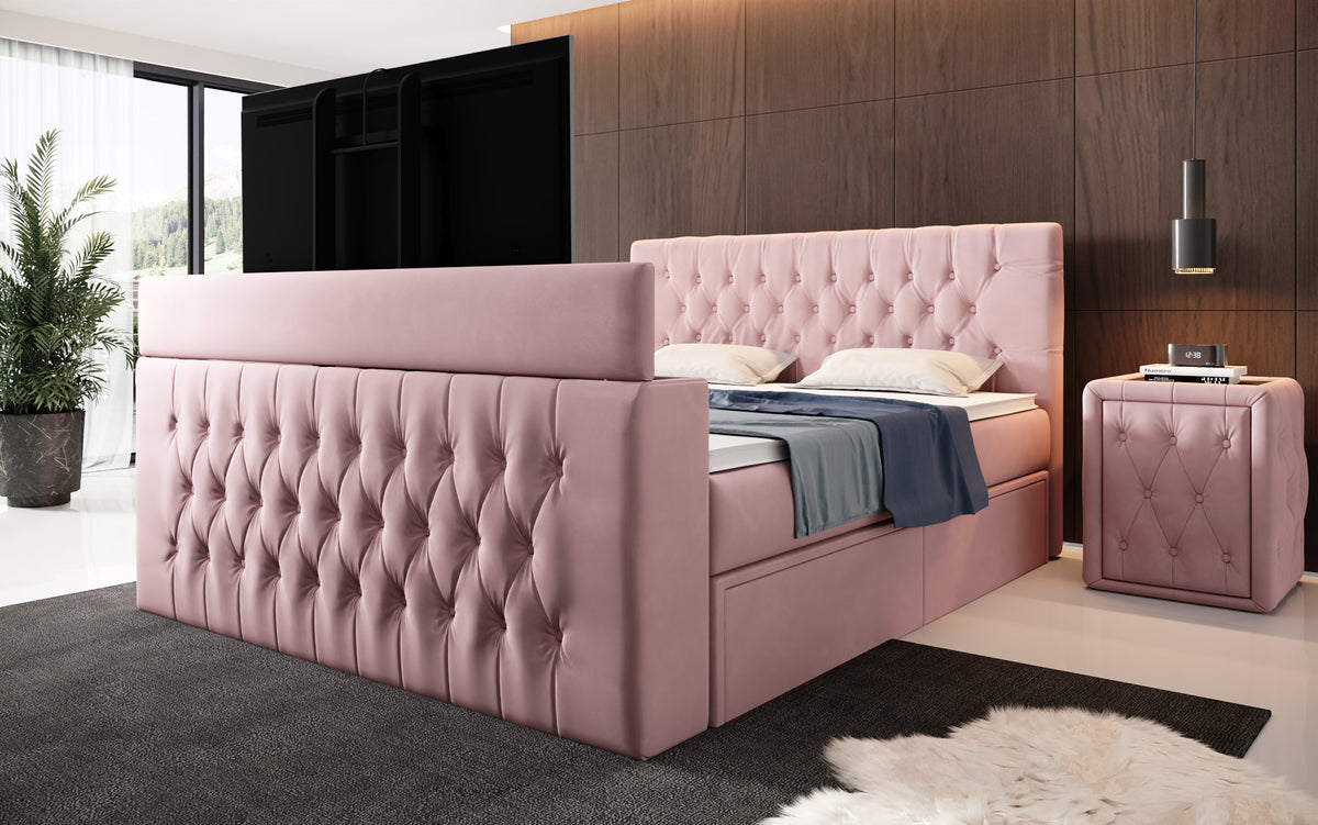 Boxspringbett Vulnero mit TV Lift und Stauraum (2 Schubladen)
