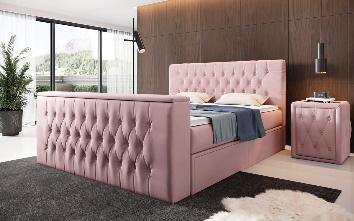 Boxspringbett Vulnero mit TV Lift und Stauraum (2 Schubladen)