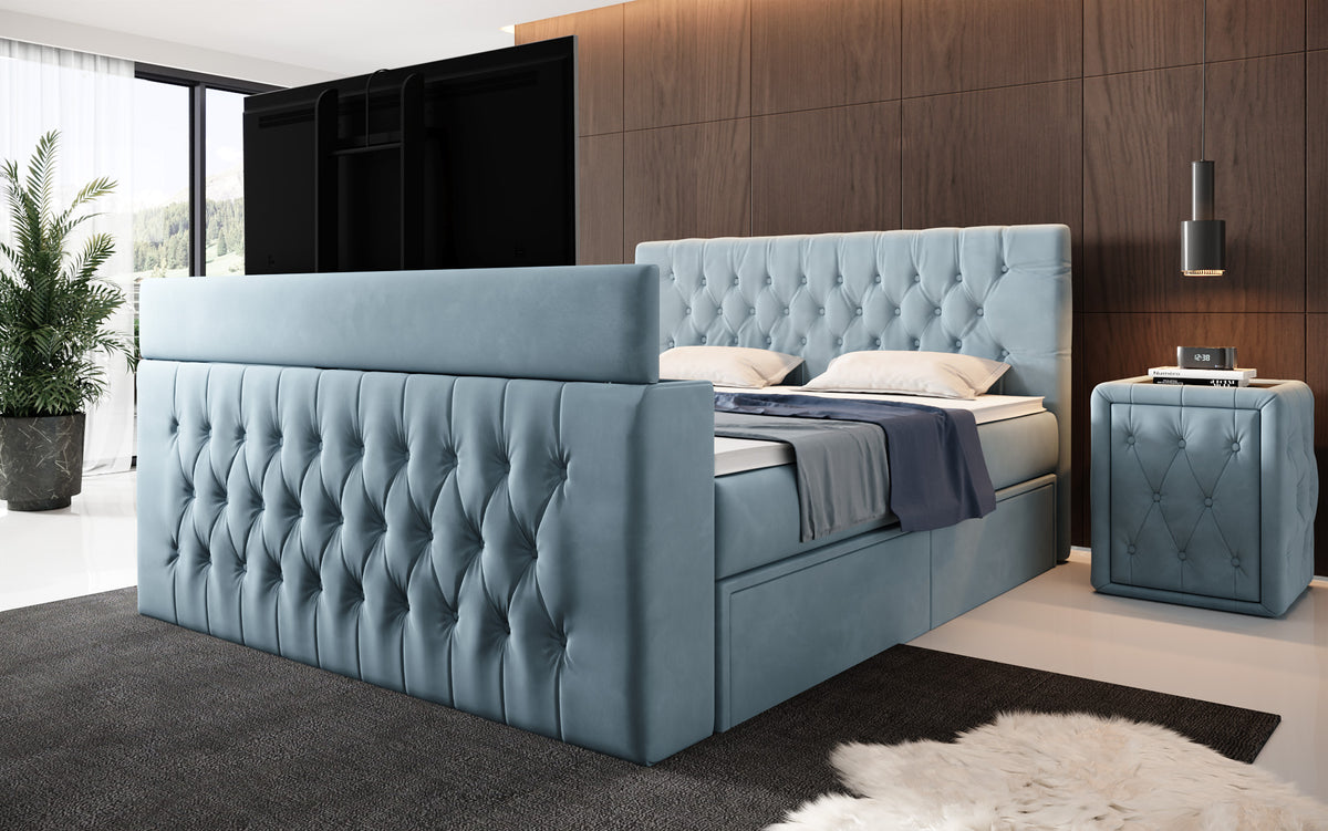 Boxspringbett Vulnero mit TV Lift und Stauraum (2 Schubladen)