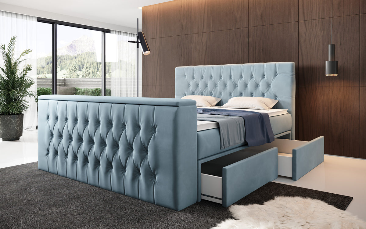 Boxspringbett Vulnero mit TV Lift und Stauraum (2 Schubladen)
