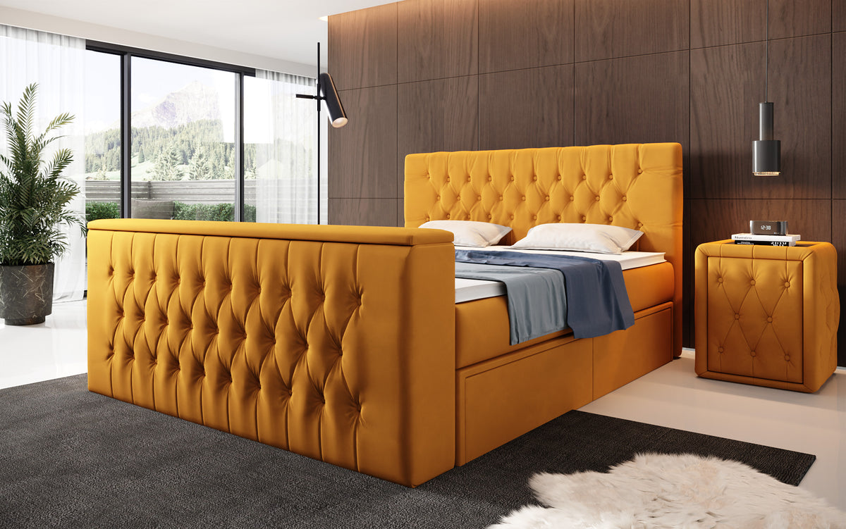 Boxspringbett Vulnero mit TV Lift und Stauraum (2 Schubladen)