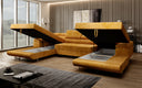Designer Sofa Calvera U mit Schlaf- und Klappfunktion in Cord