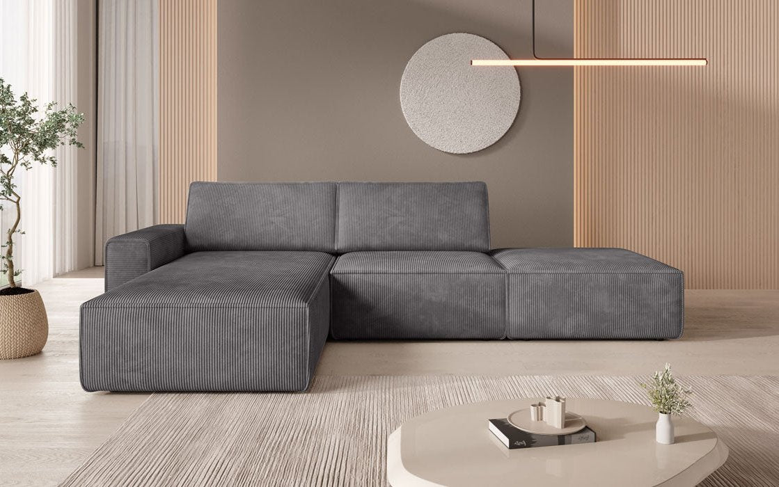 Modulares Ecksofa Yuma mit Beistellhocker aus Cord