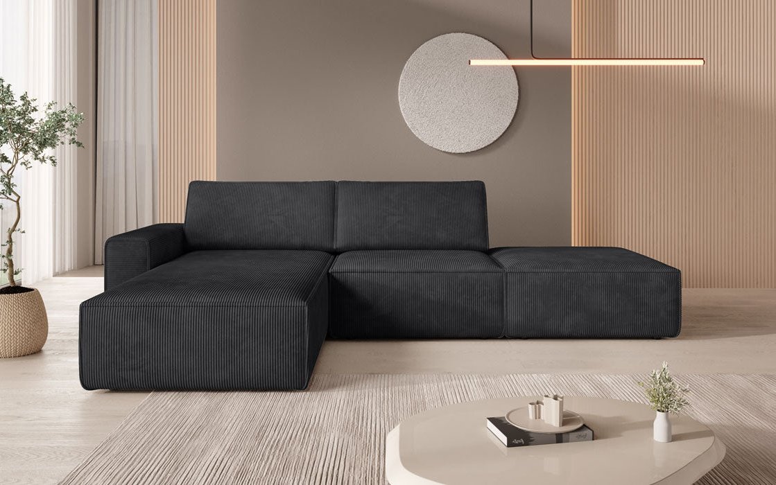 Modulares Ecksofa Yuma mit Beistellhocker aus Cord