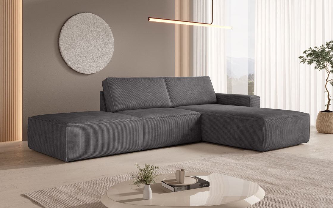 Modulares Ecksofa Yuma mit Beistellhocker aus Cord