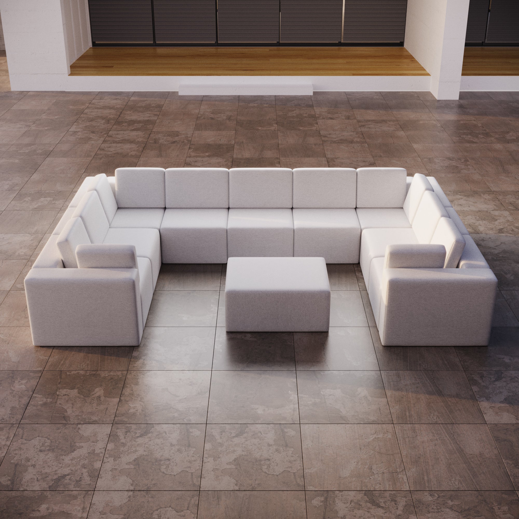 Modulares Gartensofa Eden U closed mit Beistellhocker