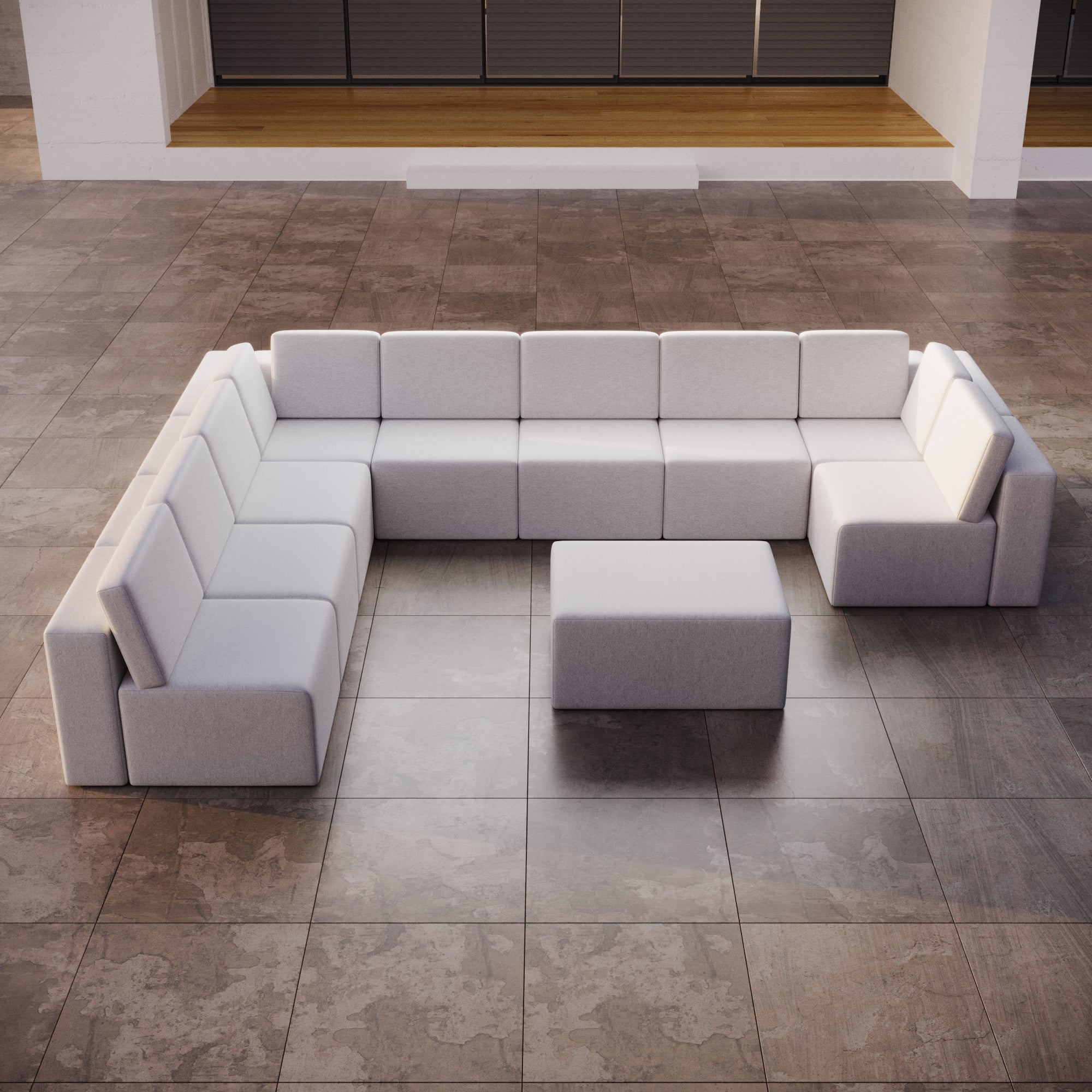 Modulares Gartensofa Eden U open mit Beistellhocker
