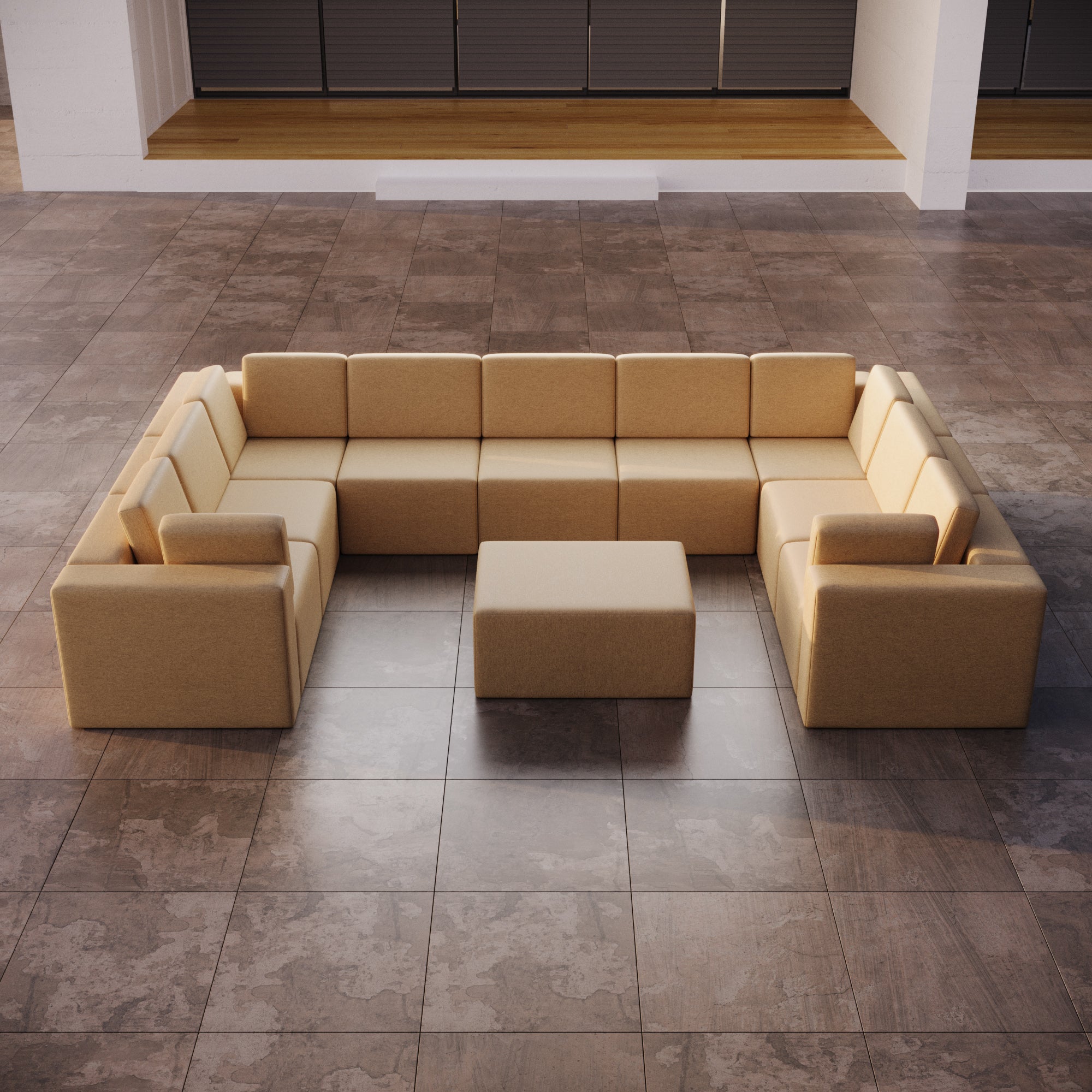 Modulares Gartensofa Eden U closed mit Beistellhocker