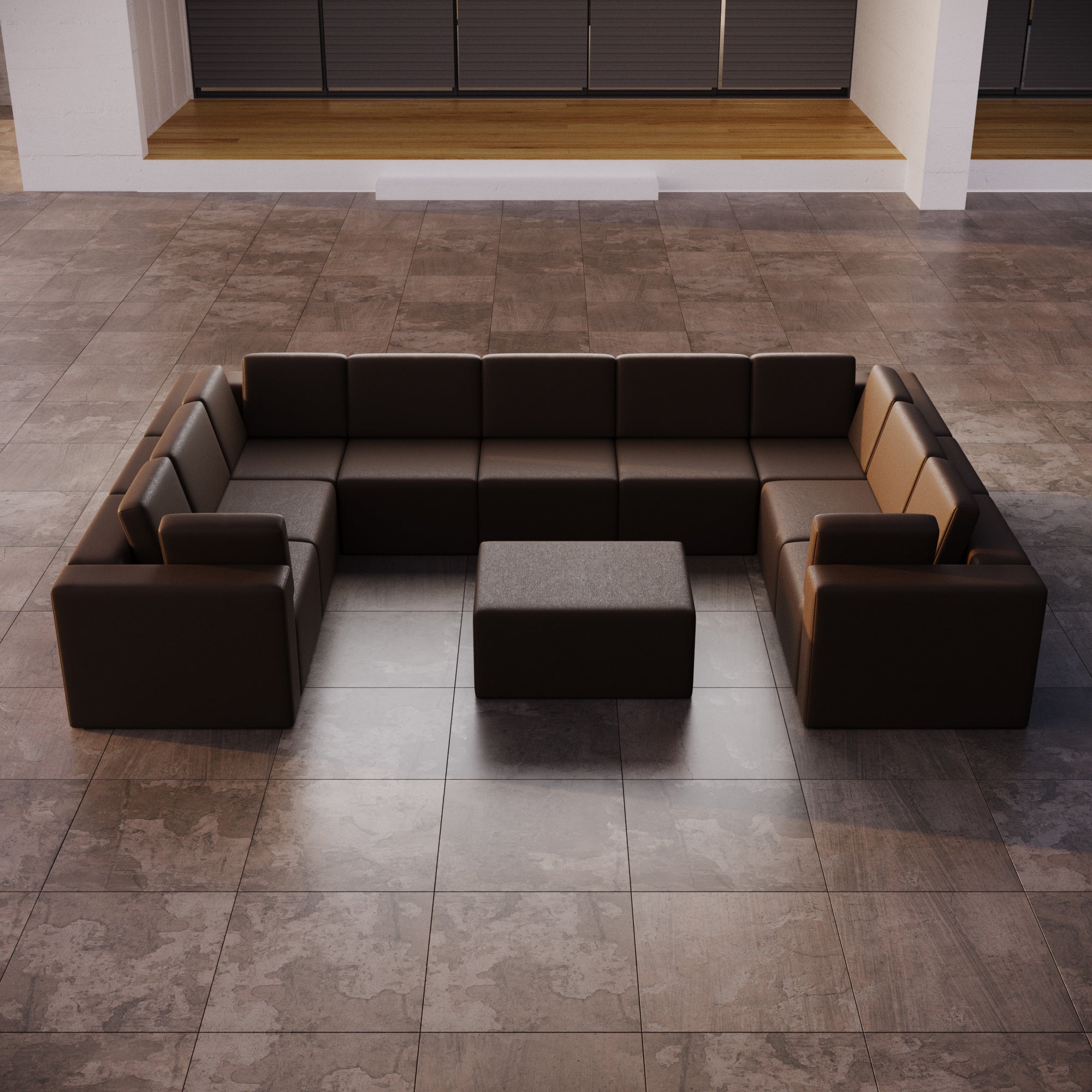 Modulares Gartensofa Eden U closed mit Beistellhocker