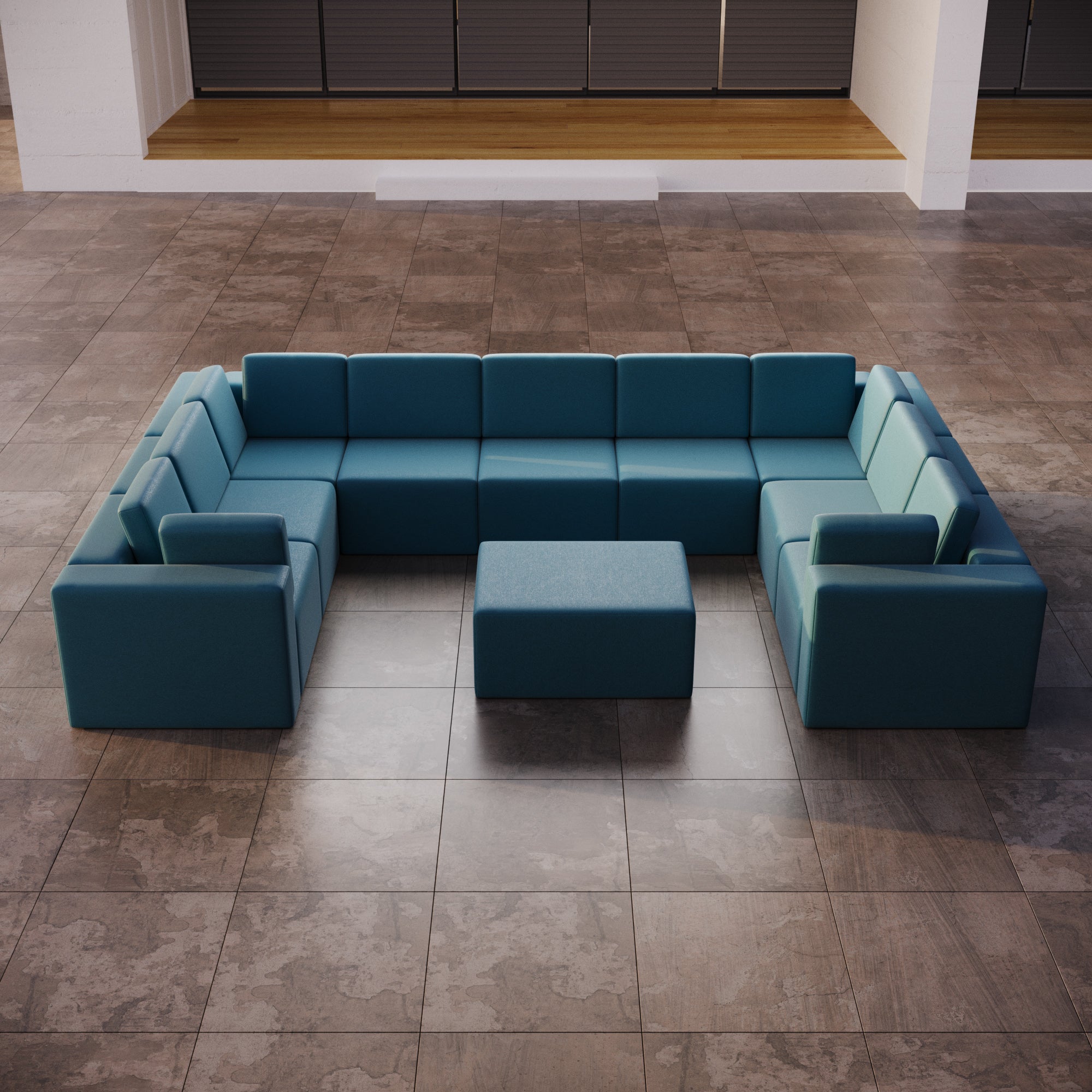 Modulares Gartensofa Eden U closed mit Beistellhocker