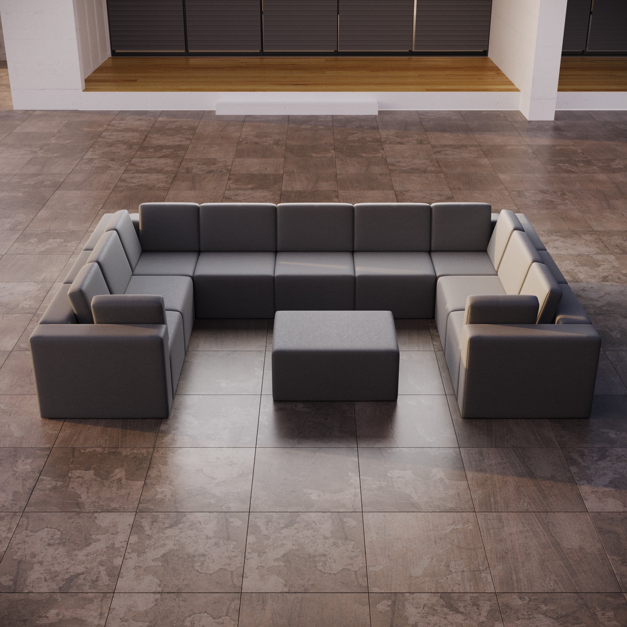 Modulares Gartensofa Eden U closed mit Beistellhocker