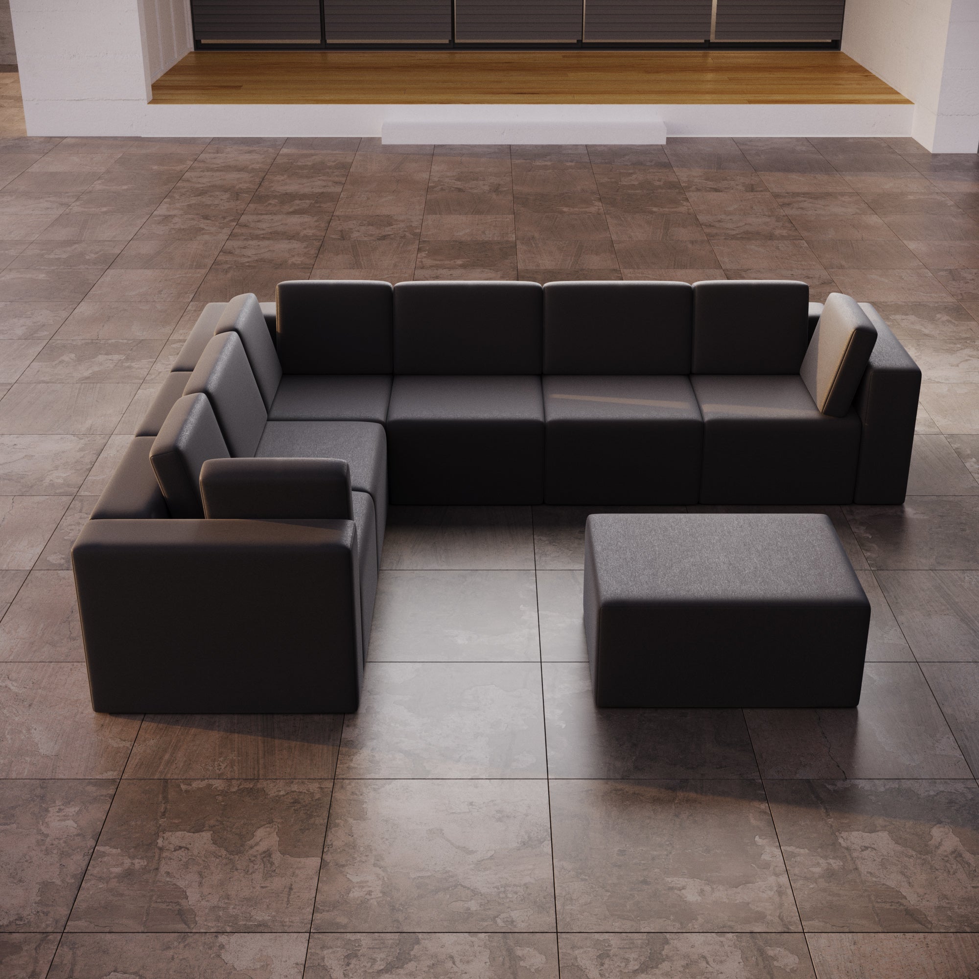 Modulares Gartensofa Eden L Maxi mit Beistellhocker