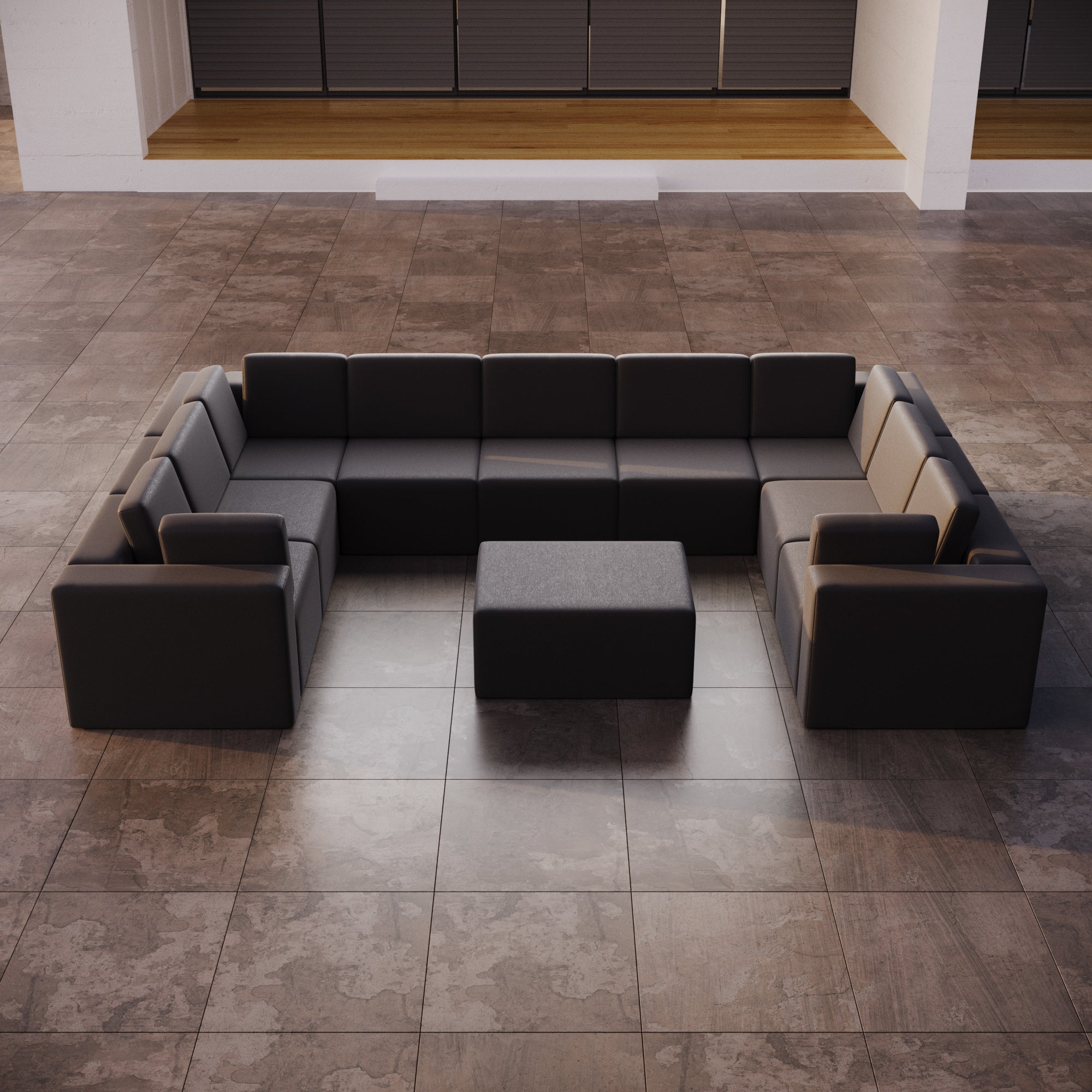 Modulares Gartensofa Eden U closed mit Beistellhocker