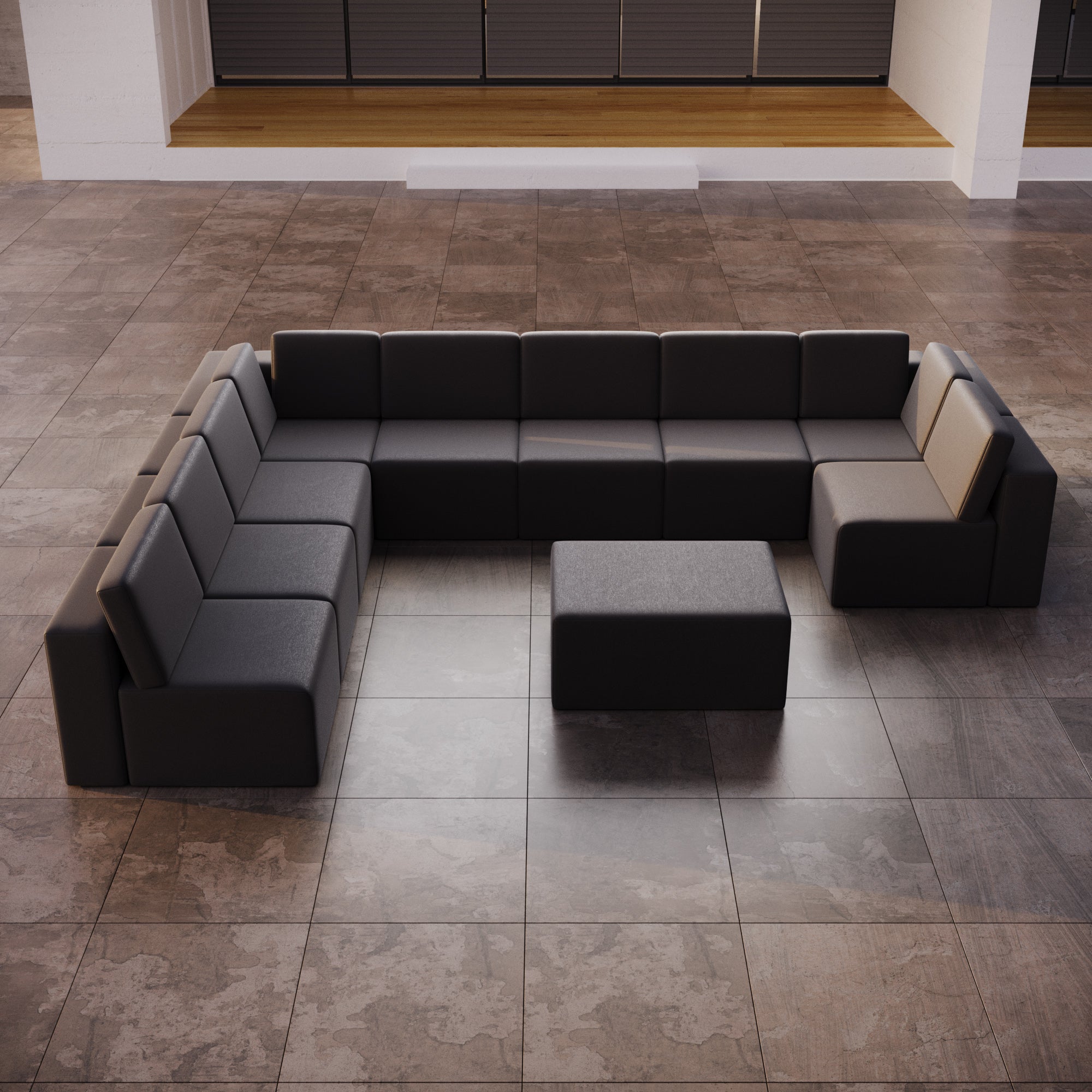 Modulares Gartensofa Eden U open mit Beistellhocker