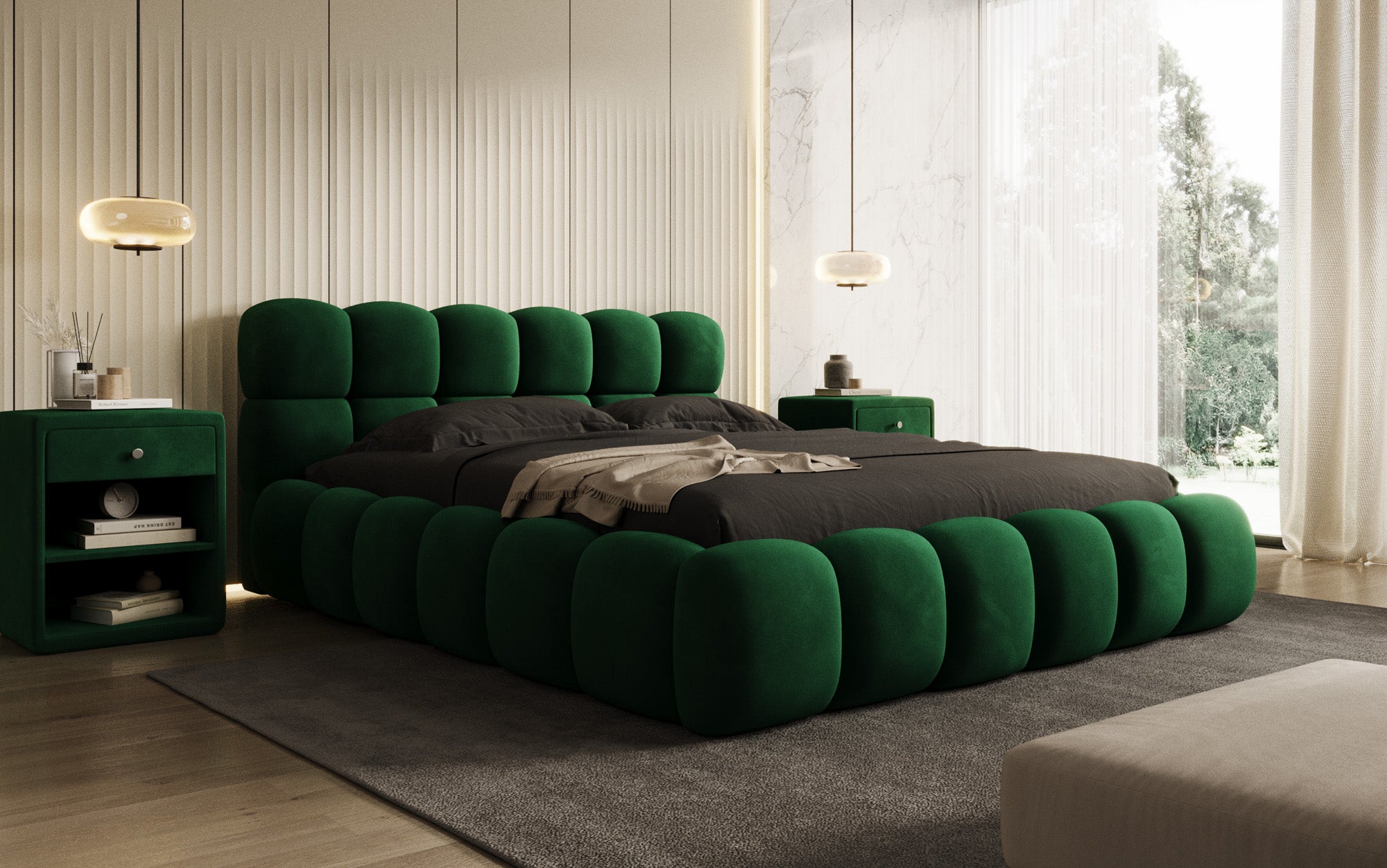 Designer Polsterbett Boston Samt mit Stauraum