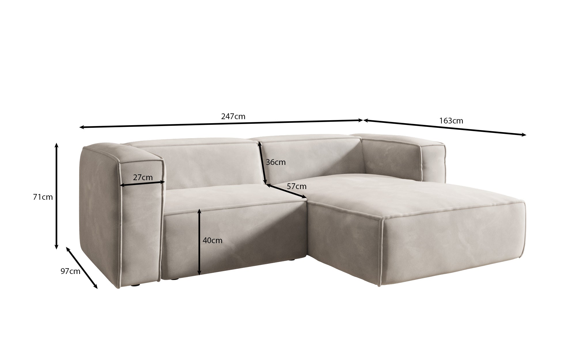 Designer Sofa Comfy L Mini in Samt
