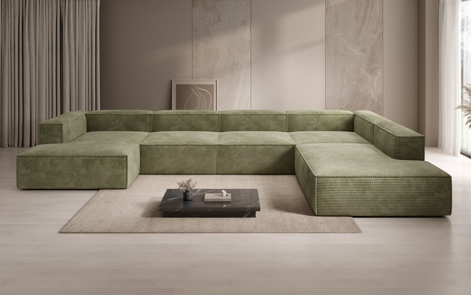 Designer Sofa Lesley U XXL in Cord