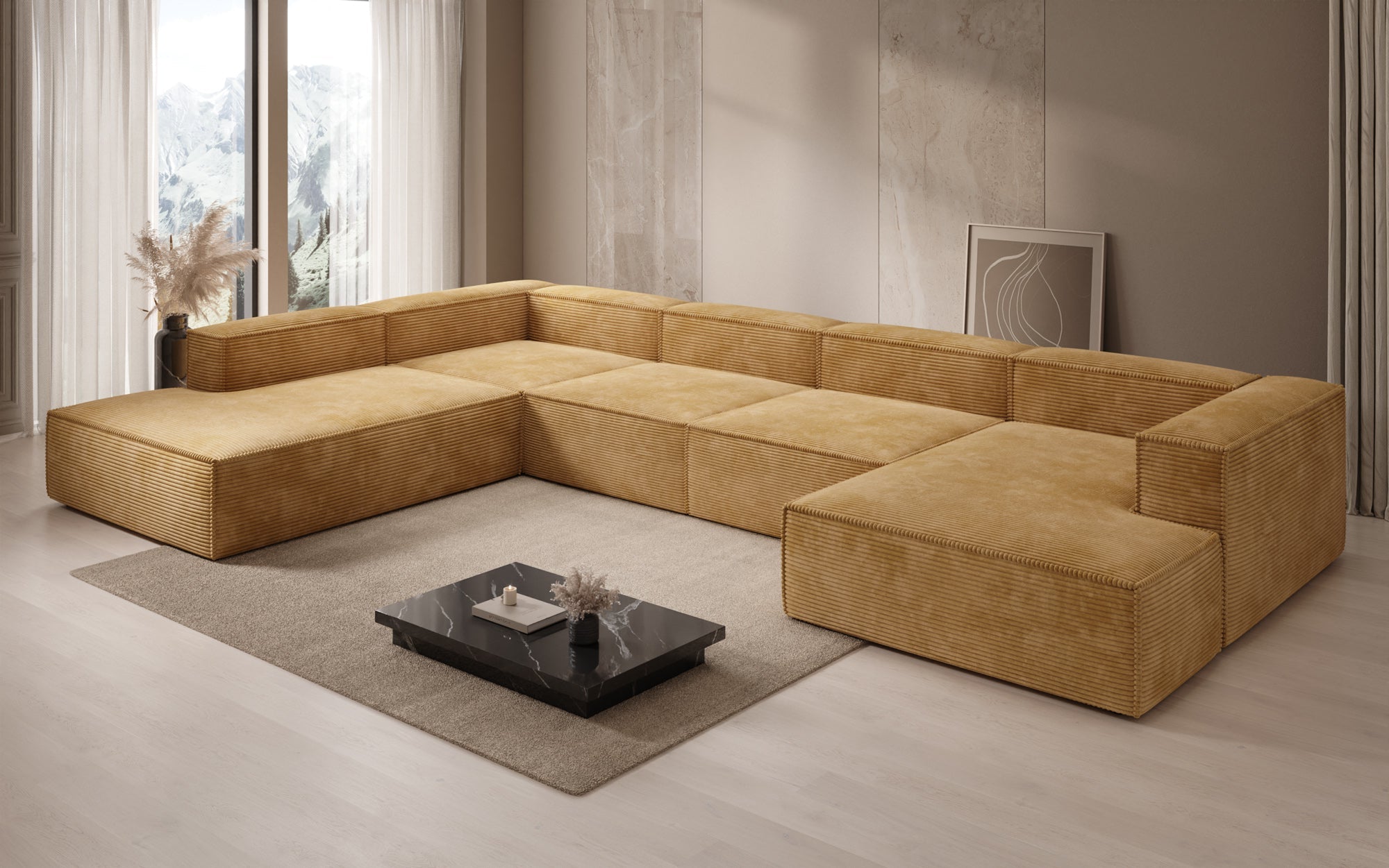 Designer Sofa Lesley U XXL in Cord
