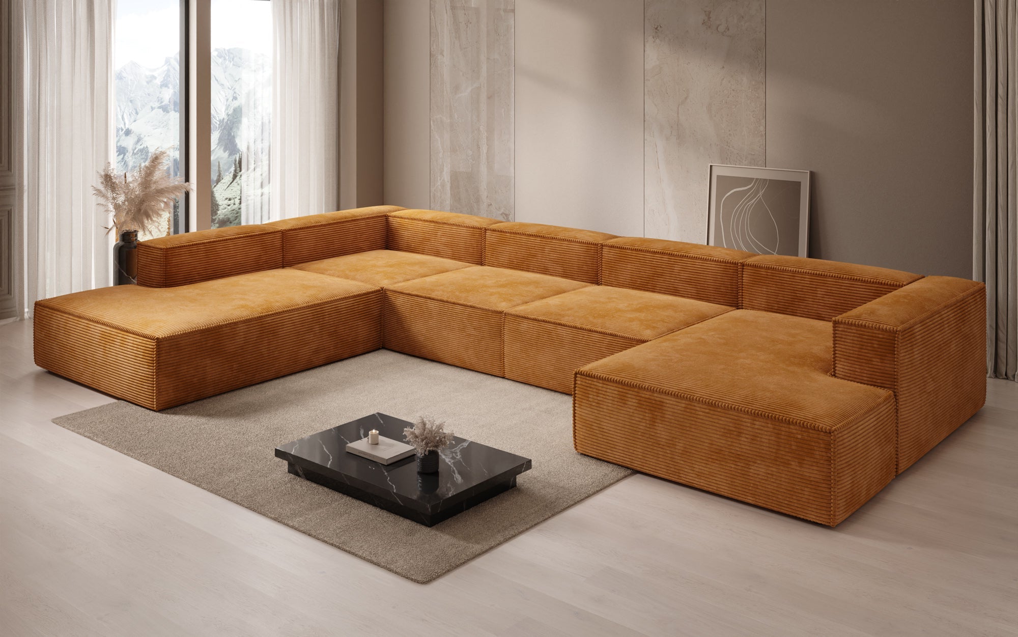 Designer Sofa Lesley U XXL in Cord