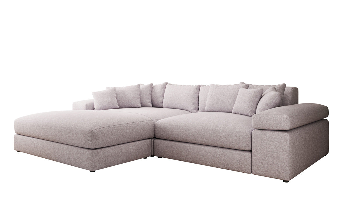 Designer Ecksofa Bernardo mit breiter Ottomane in Strukturstoff