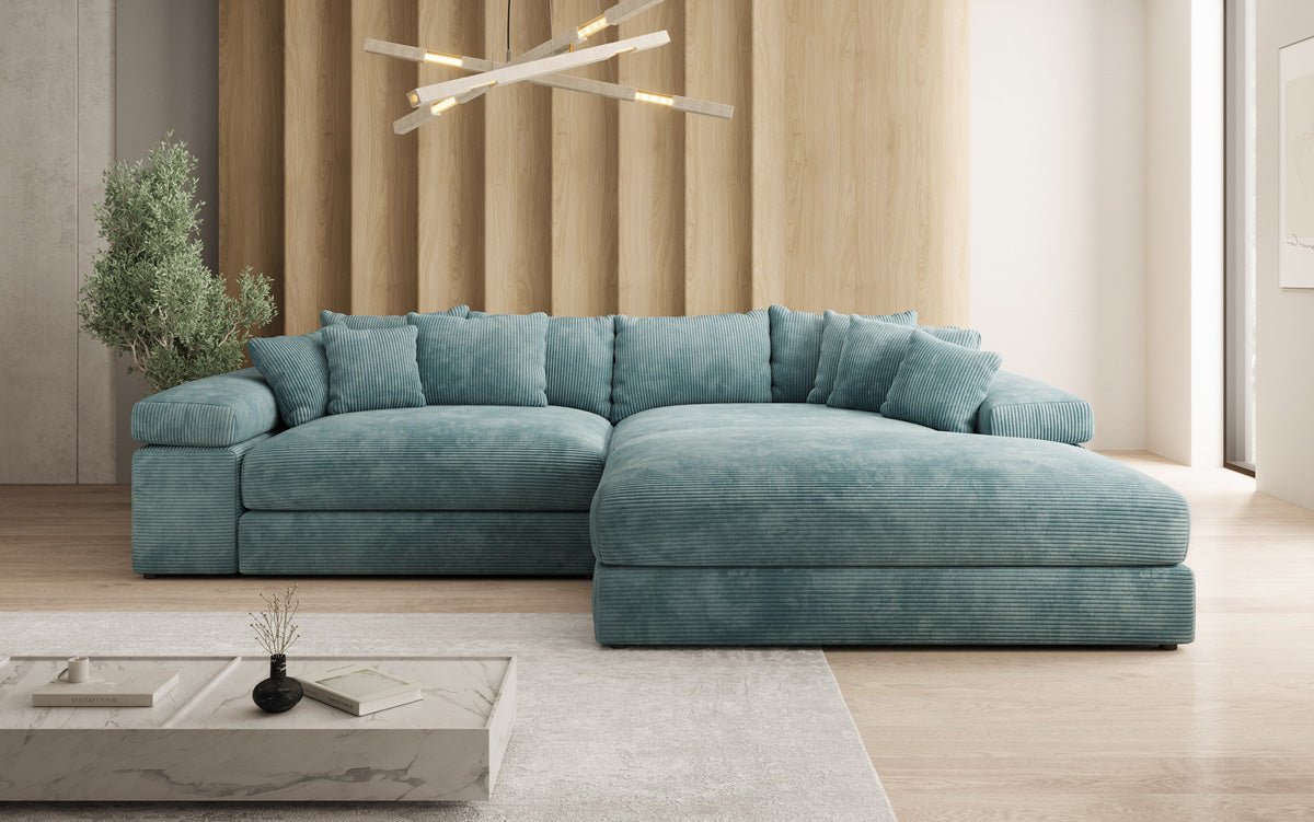 Designer Sofa Bernardo mit breiter Ottomane in Cord