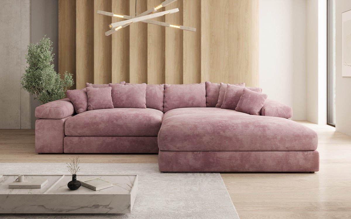 Designer Sofa Bernardo mit breiter Ottomane in Cord