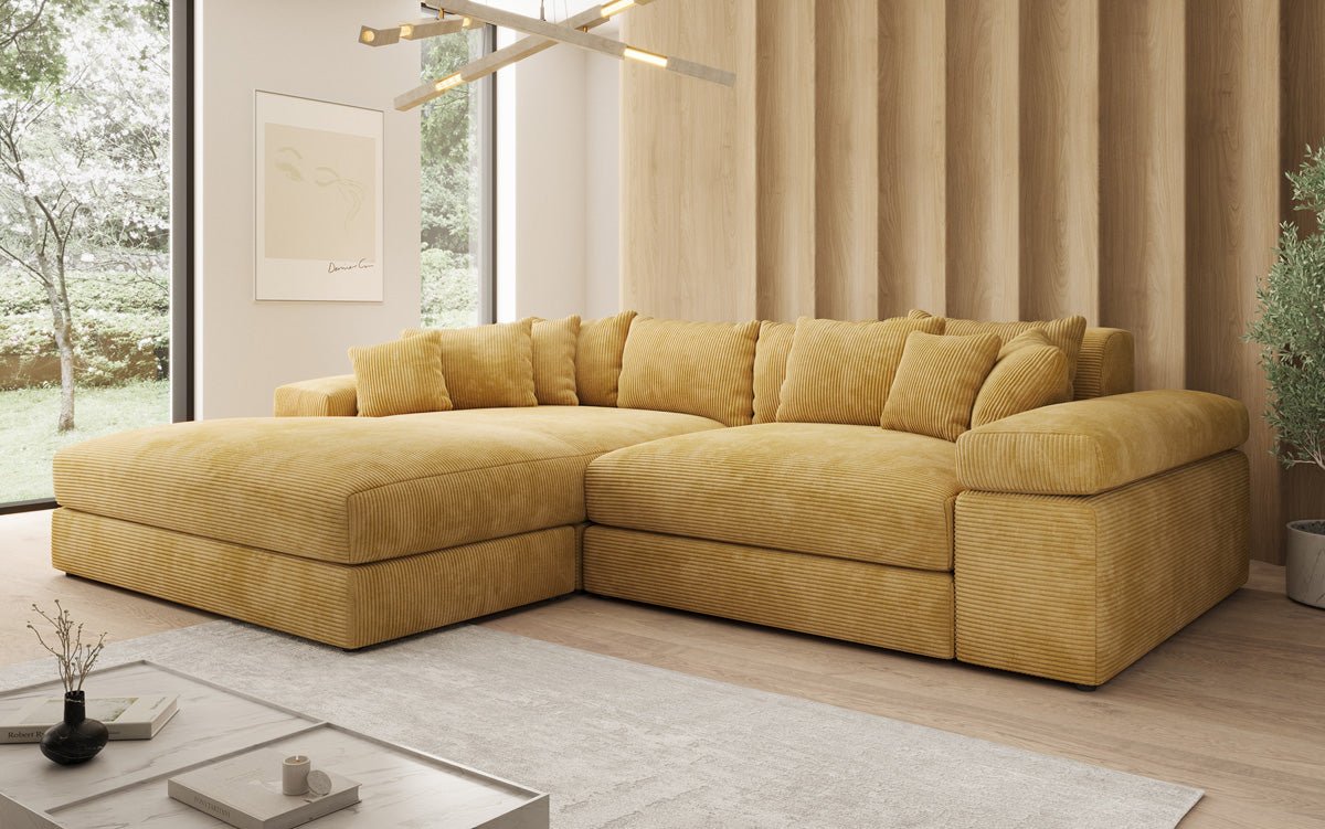 Designer Sofa Bernardo mit breiter Ottomane in Cord