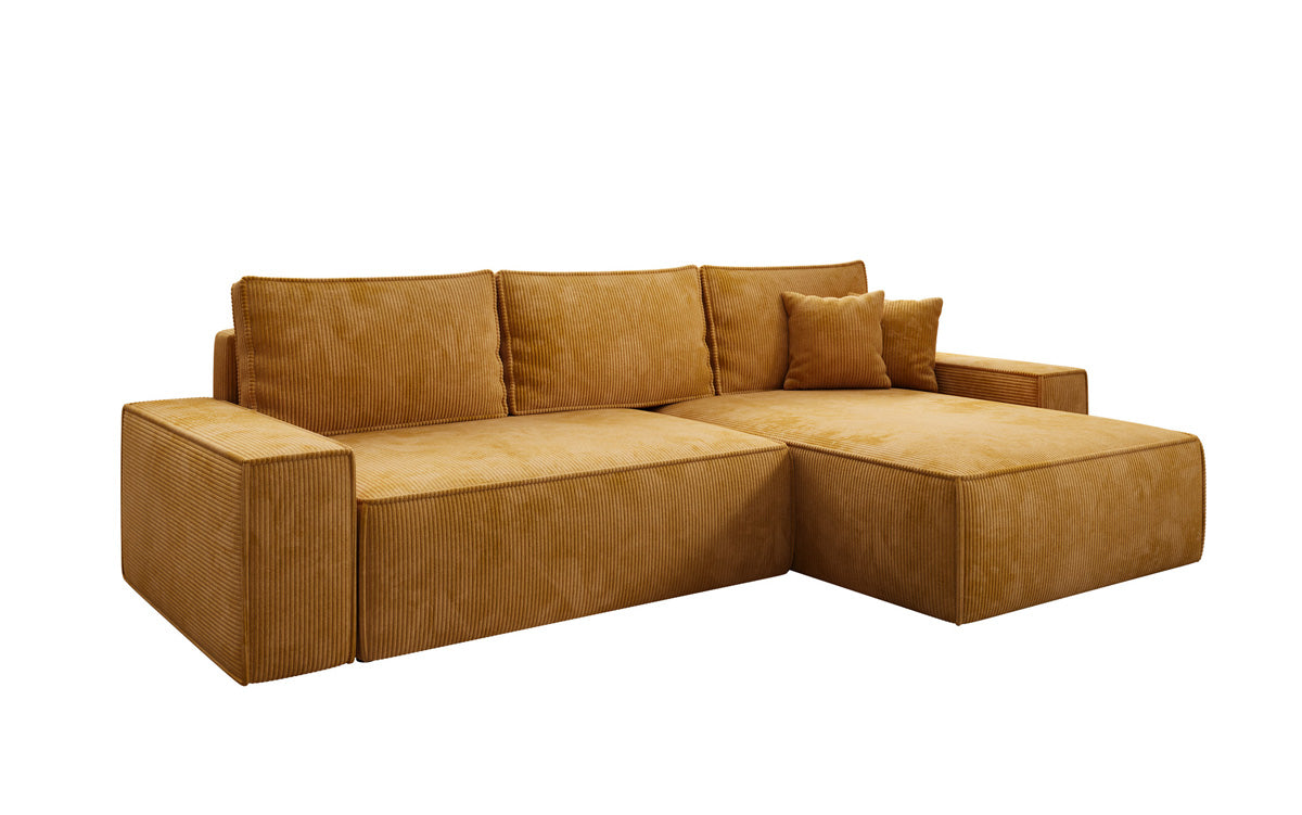 Designer Ecksofa Lunaro mit Schlaf- und Klappfunktion in Cord