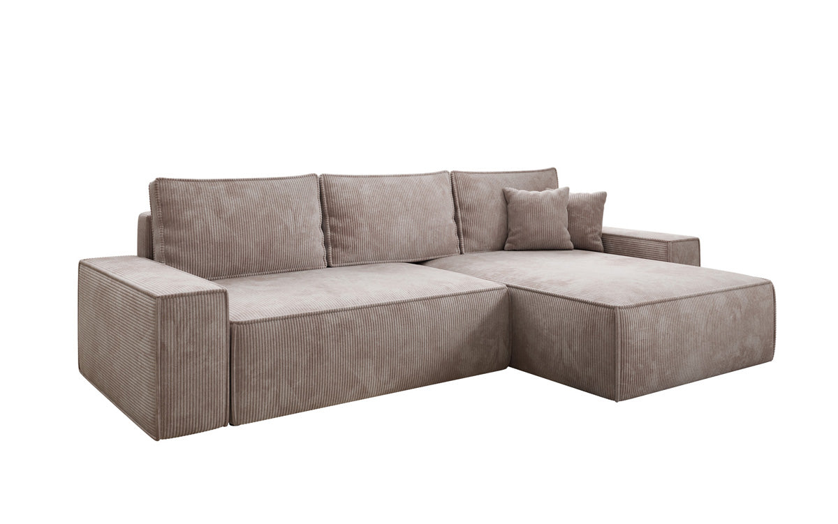 Designer Ecksofa Lunaro mit Schlaf- und Klappfunktion in Cord