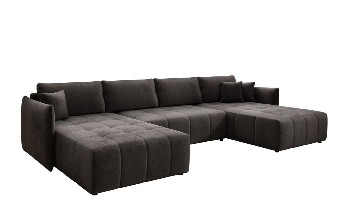 Designer Sofa Velaro U mit Schlaf- und Klappfunktion in Samt