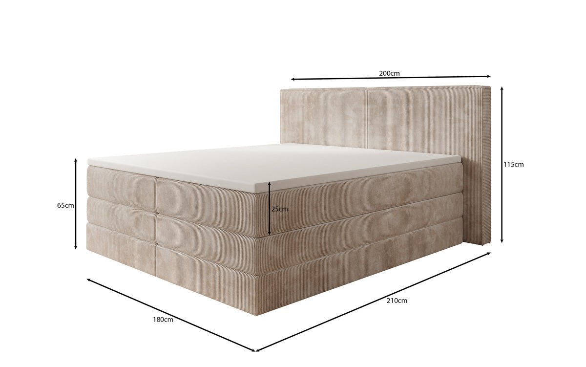 Boxspringbett Ophelia mit hochklappbarem Stauraum in Cord