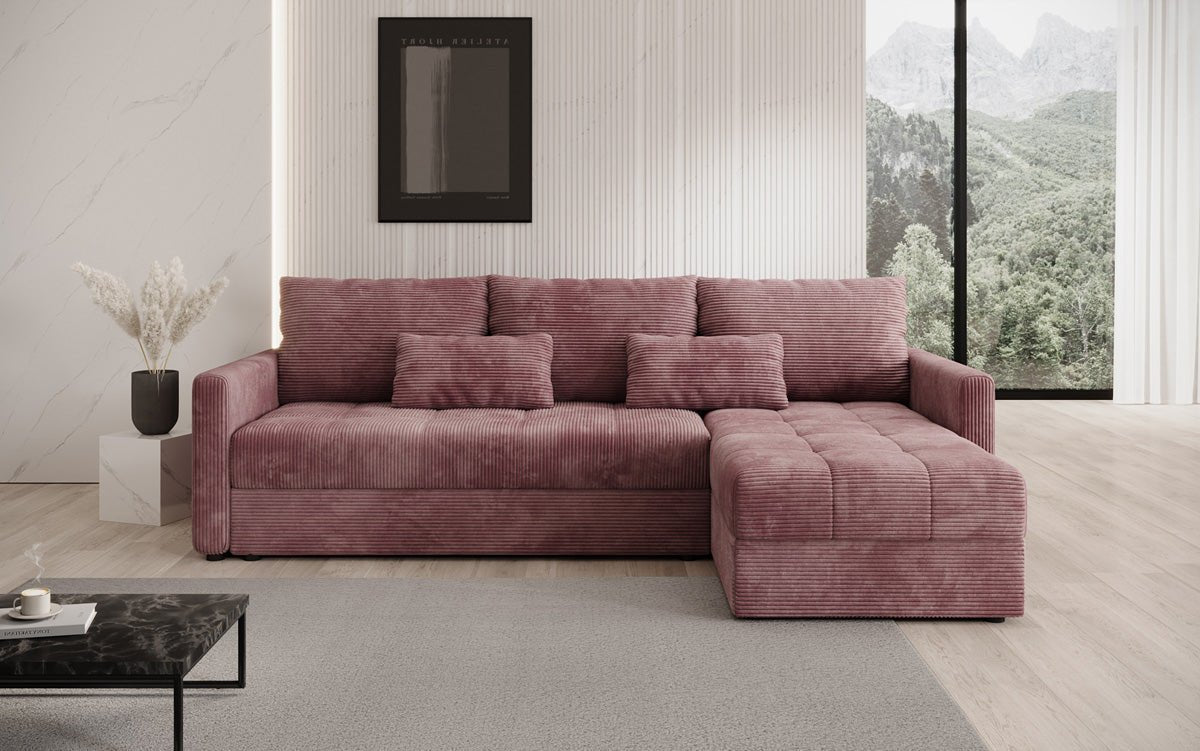 Designer Sofa Roma in Cord mit Schlaf- und Klappfunktion