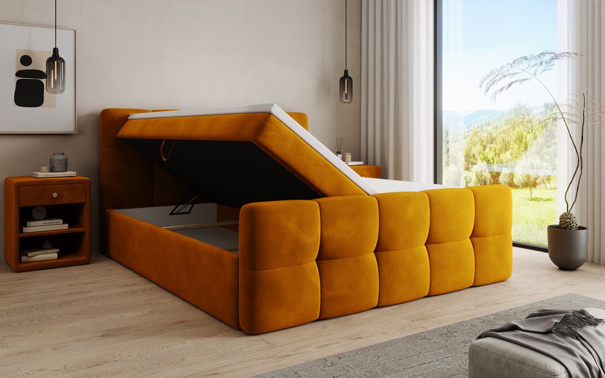 Boxspringbett Cozy Samt mit Stauraum