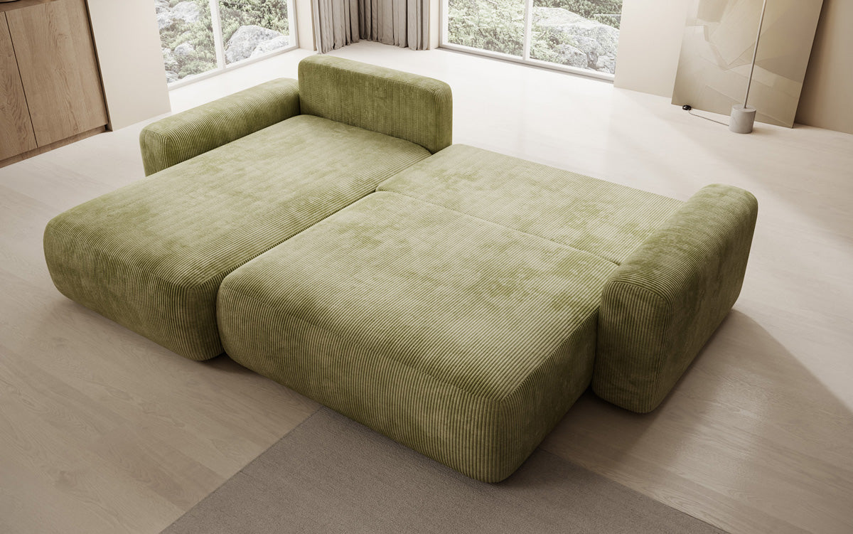 Designer Ecksofa Lola mit Schlaf- und Klappfunktion in Cord