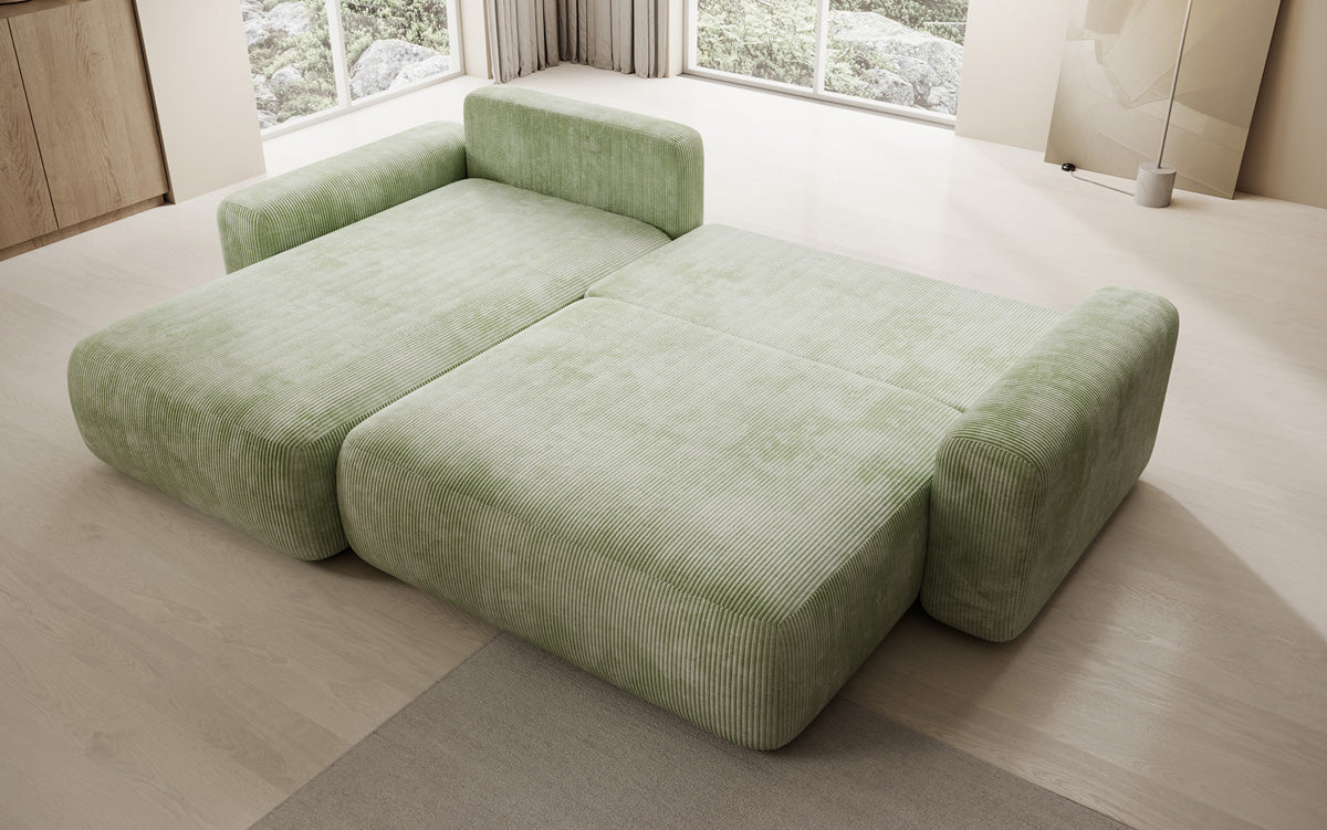 Designer Ecksofa Lola mit Schlaf- und Klappfunktion in Cord