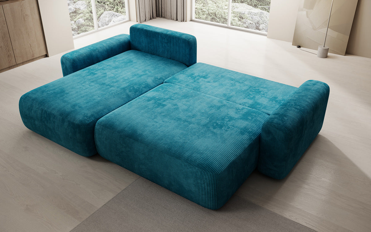 Designer Ecksofa Lola mit Schlaf- und Klappfunktion in Cord