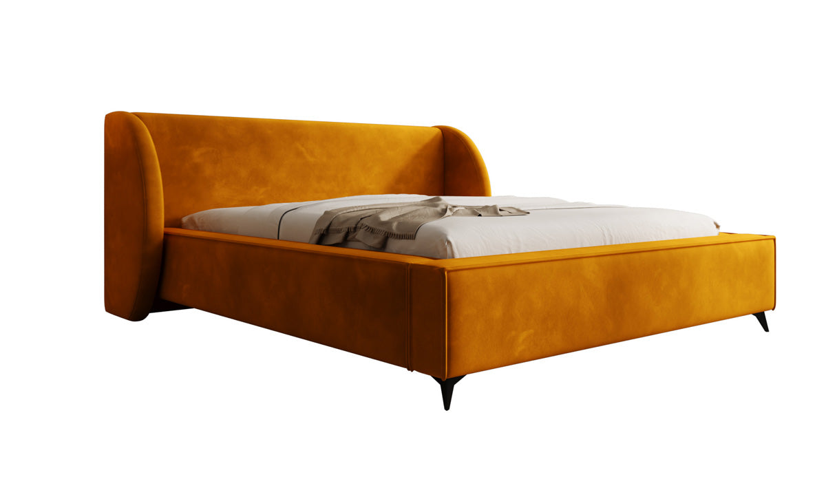 Designer Polsterbett Freya in Samt mit Stauraum