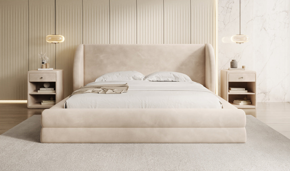Designer Polsterbett Liv in Samt mit Stauraum